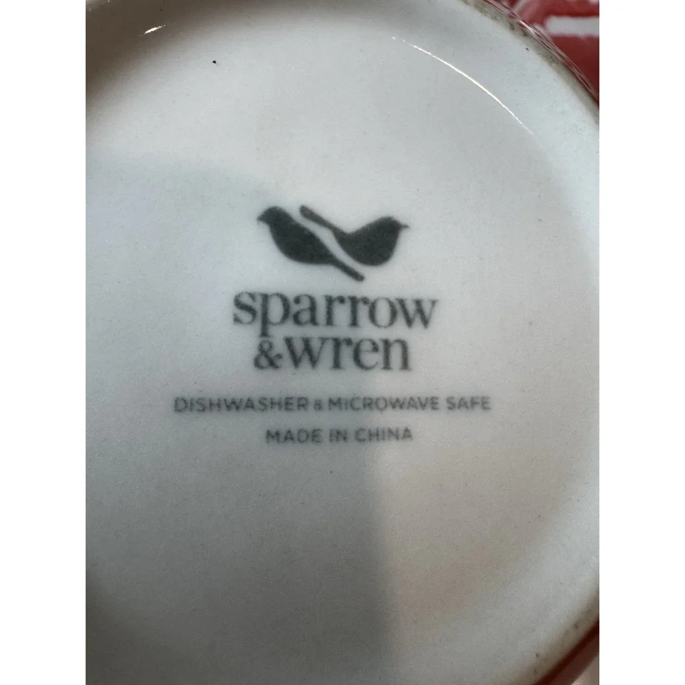 Sparrow & Wren Ceramic Nesting Floral Measuring Cups Set Of 4 Coral & White